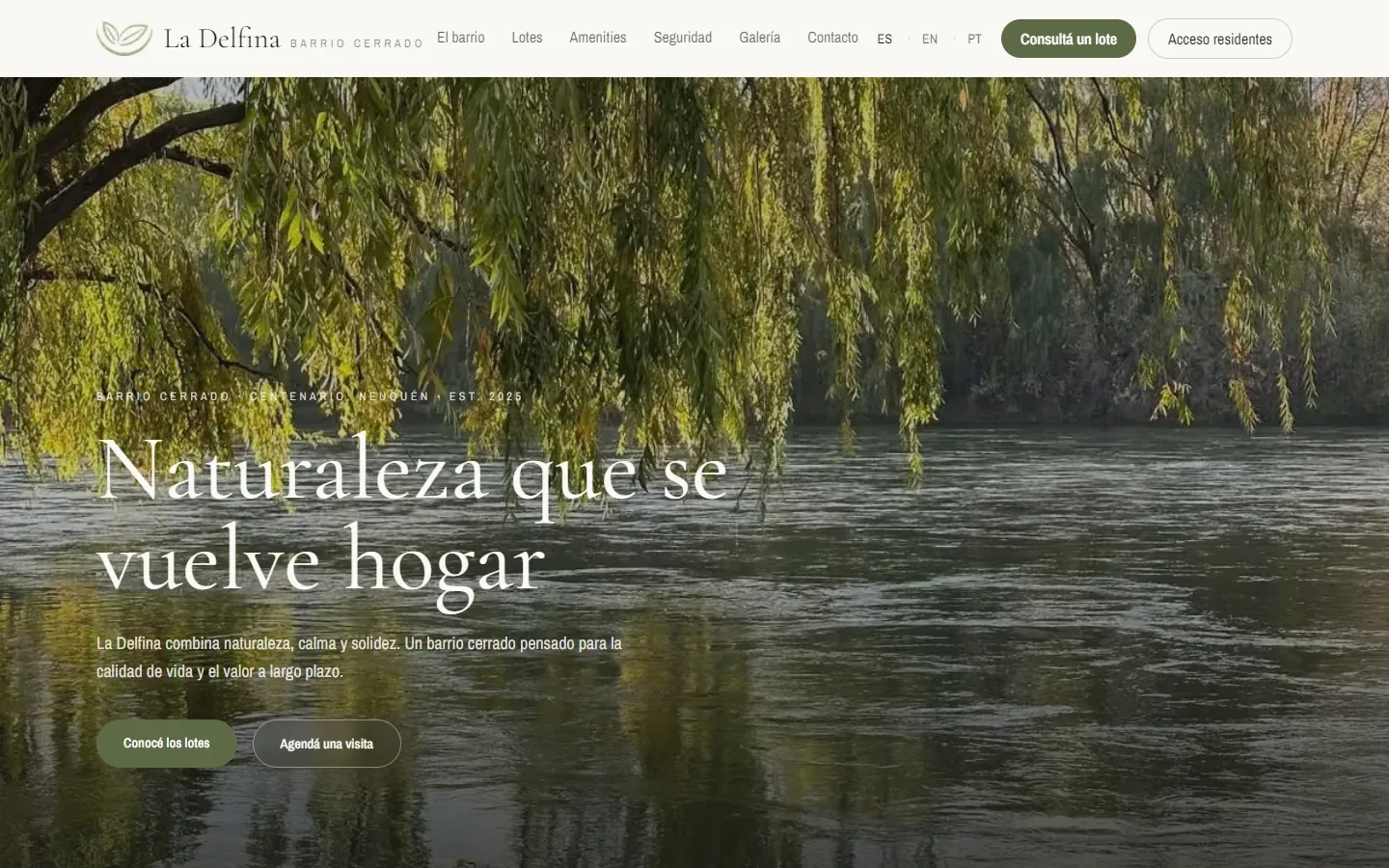 Portada del sitio de La Delfina